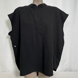 FIGS Rafaela Oversized Mandarin Collar Black Scrub Top Women's XXL